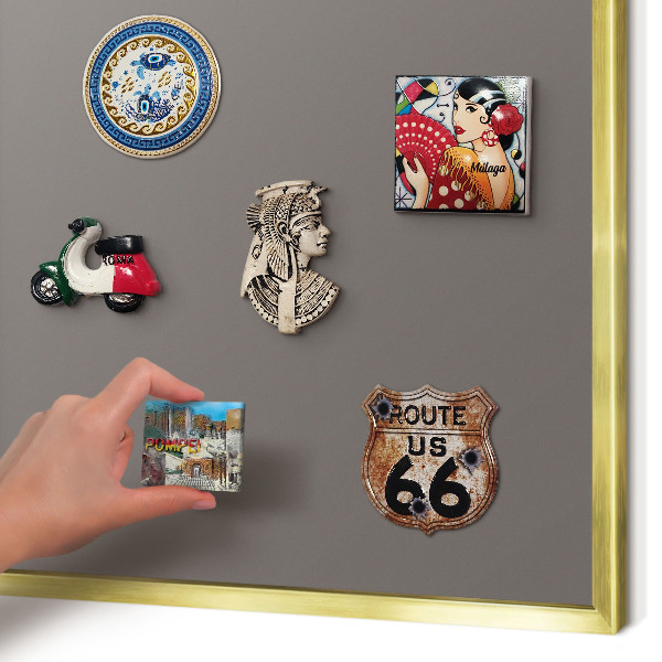 Tableau magnétique avec cadre de couleur dorée Gris foncé
