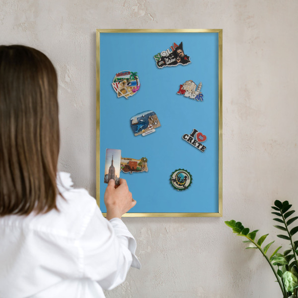 Tableau pour aimants cadre doré Eau bleue