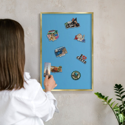 Tableau pour aimants cadre doré Eau bleue