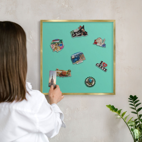 Tableau magnétique avec cadre de couleur dorée Menthe forte
