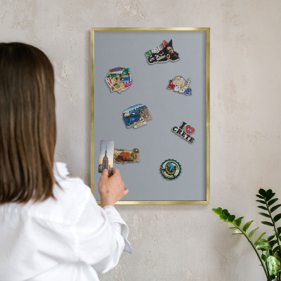Tableau pour aimants cadre doré Gris délicat