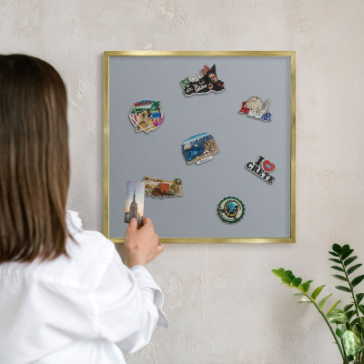 Tableau pour aimants cadre doré Gris délicat