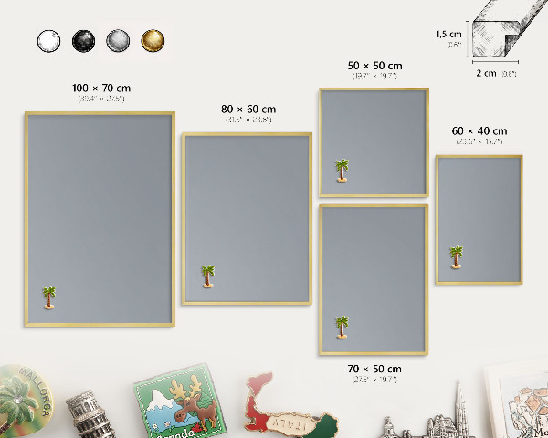 Tableau pour aimants cadre doré Gris délicat