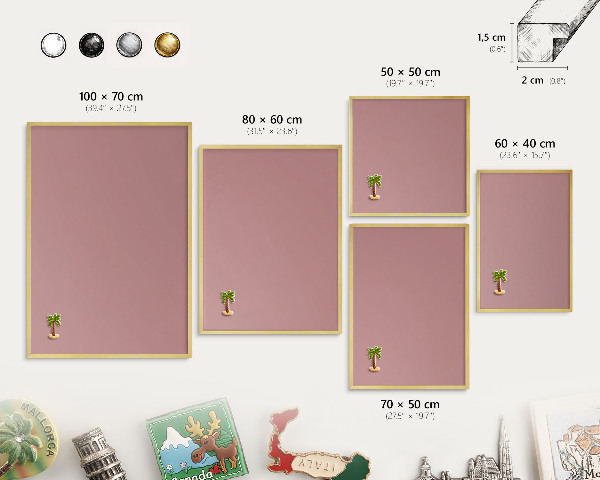 Tableau pour aimants cadre doré Rose pastel poudré