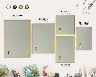 Tableau magnétique avec cadre de couleur dorée Gris chaud