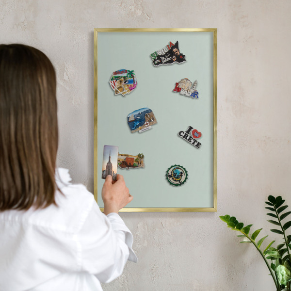 Tableau pour aimants cadre doré Menthe claire