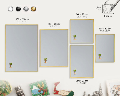 Tableau magnétique avec cadre de couleur dorée Gris clair