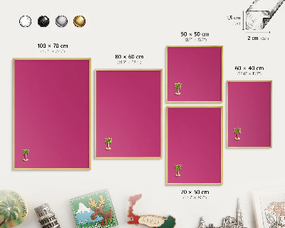 Tableau magnétique avec cadre de couleur dorée Rose intense
