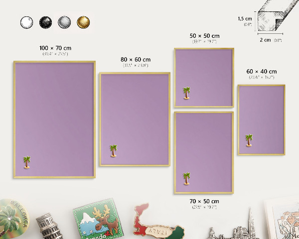Tableau pour aimants cadre doré Violet clair