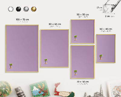 Tableau pour aimants cadre doré Violet clair