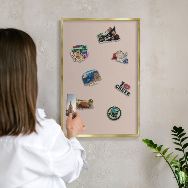Tableau pour aimants cadre doré Rose beige