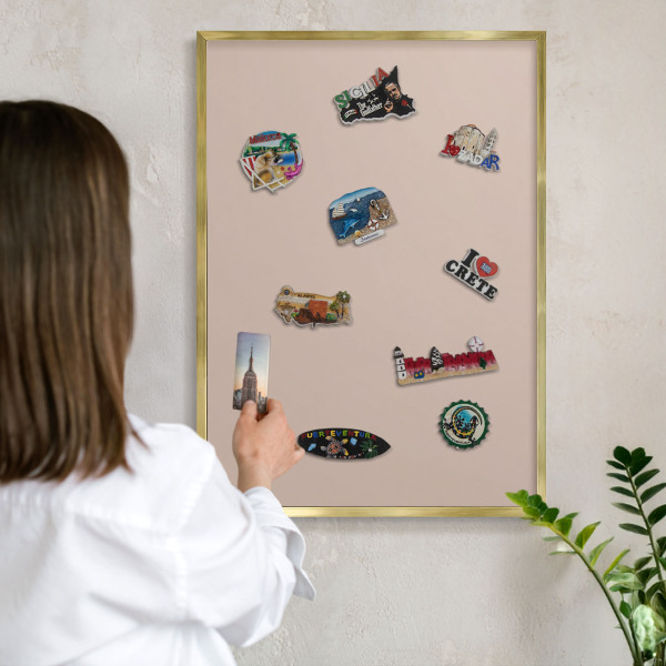 Tableau pour aimants cadre doré Rose beige