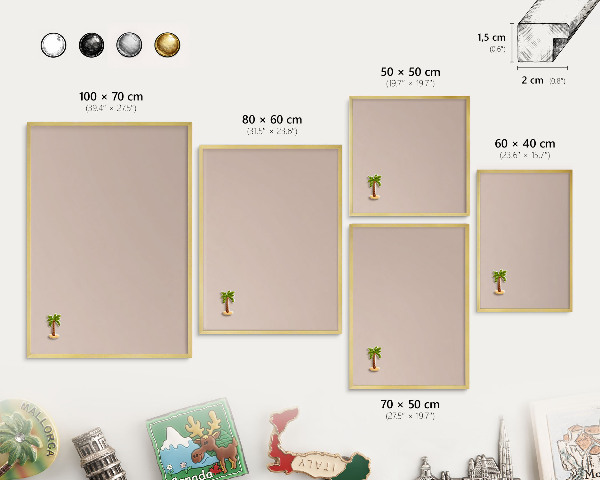 Tableau pour aimants cadre doré Rose beige