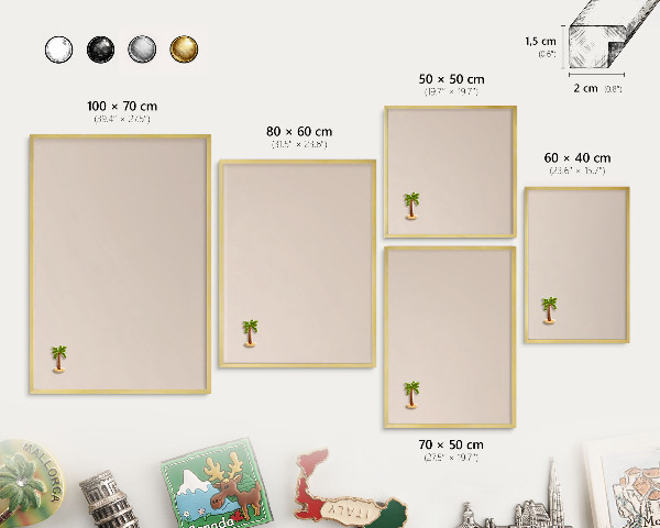 Tableau pour aimants cadre doré Beige chaud