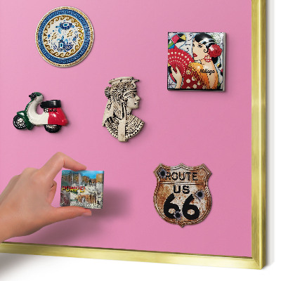 Tableau magnétique avec cadre de couleur dorée Rose frais