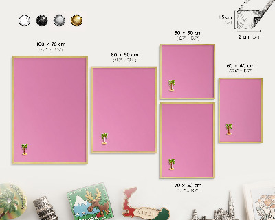Tableau magnétique avec cadre de couleur dorée Rose frais