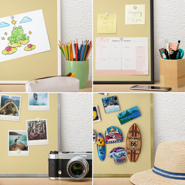Tableau magnétique avec cadre de couleur dorée Jaune beige