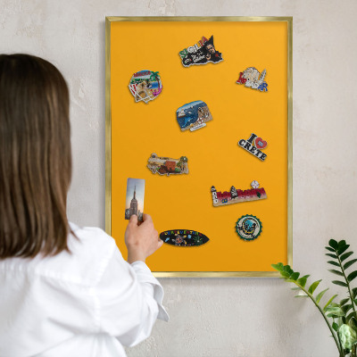 Tableau pour aimants cadre doré Orange vif