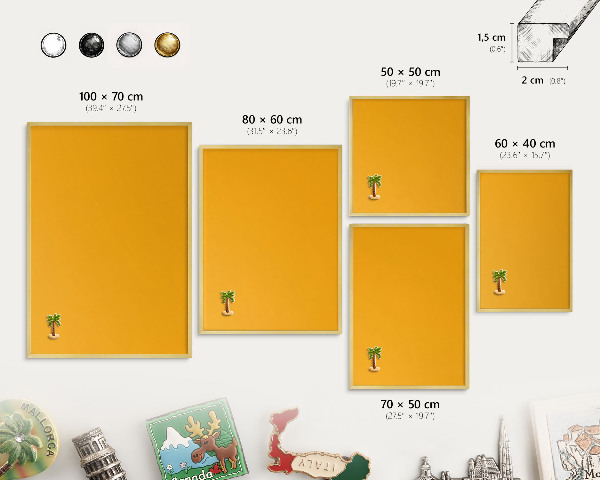 Tableau pour aimants cadre doré Orange vif