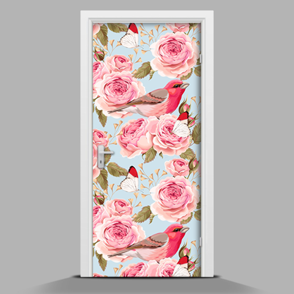 Poster porte Oiseaux parmi les fleurs