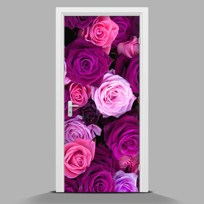 Autocollant porte Roses violettes