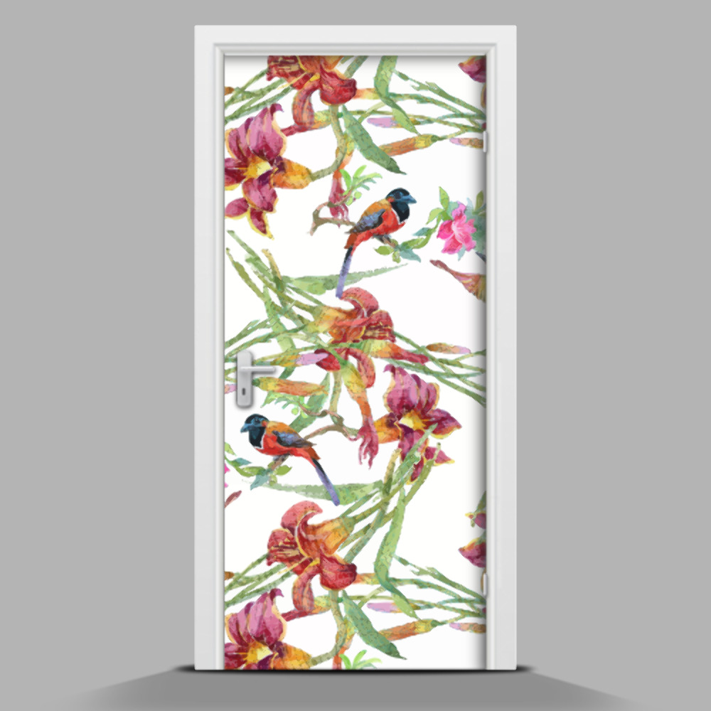 Autocollant pour porte Oiseaux tropicaux