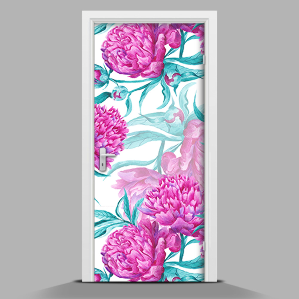 Autocollant porte Fleurs de pivoine