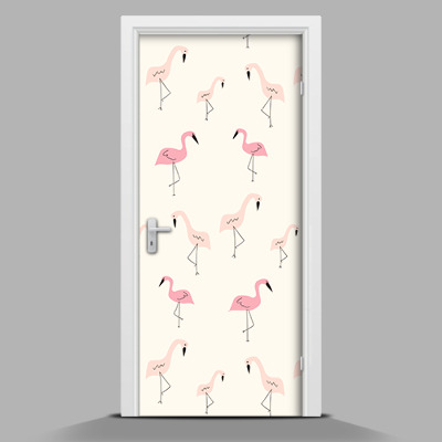 Papier peint porte Petits flamants roses