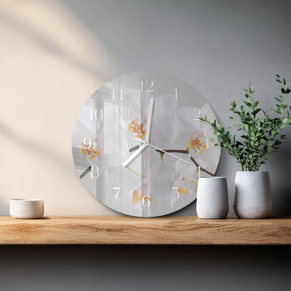 Horloge ronde Orchidée