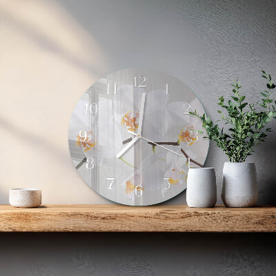 Horloge ronde Orchidée
