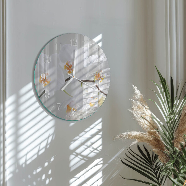 Horloge ronde Orchidée
