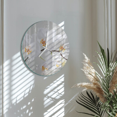 Horloge ronde Orchidée
