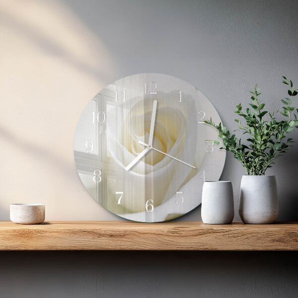 Horloge ronde Rose blanche