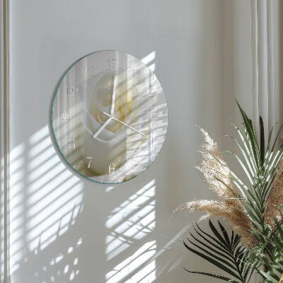 Horloge ronde Rose blanche