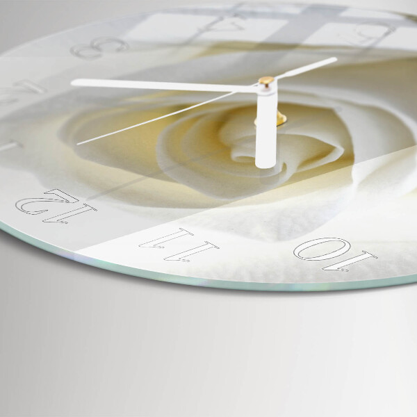 Horloge ronde Rose blanche