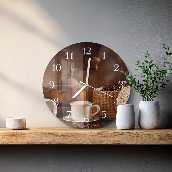 Horloge ronde Une tasse de café