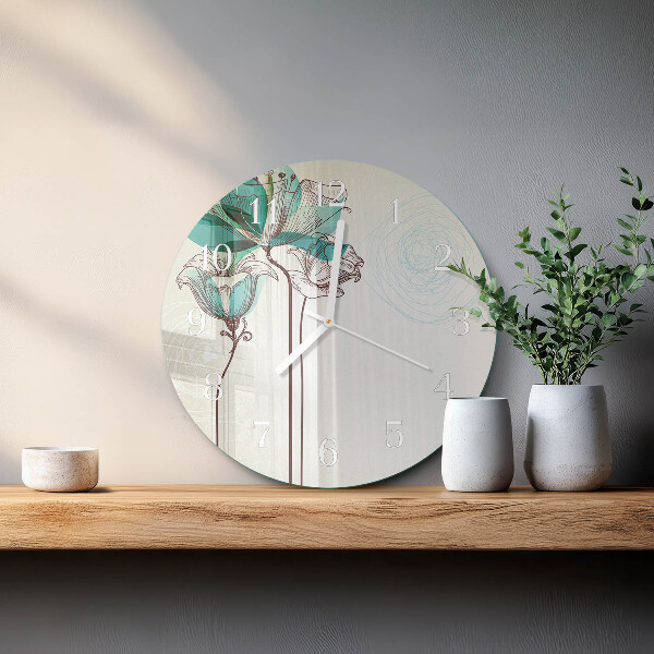Horloge ronde Fleurs vintage
