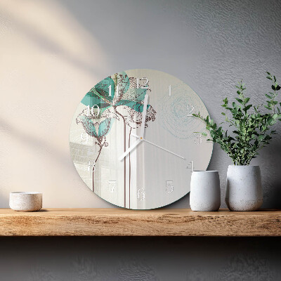 Horloge ronde Fleurs vintage