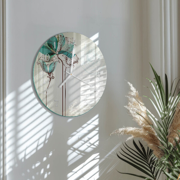 Horloge ronde Fleurs vintage