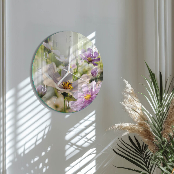 Horloge ronde Fleurs de cosmos