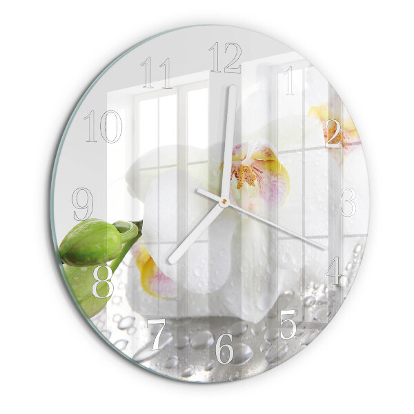 Horloge ronde Orchidée