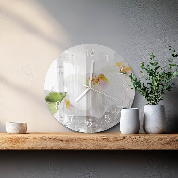 Horloge ronde Orchidée