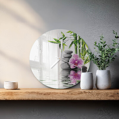 Horloge ronde Pierres d'orchidées