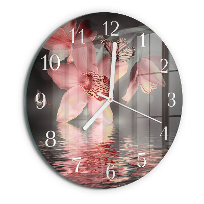Horloge ronde Orchidée