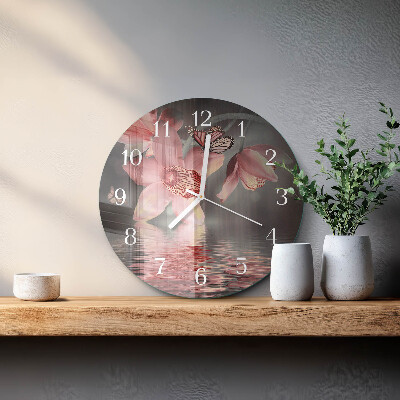 Horloge ronde Orchidée