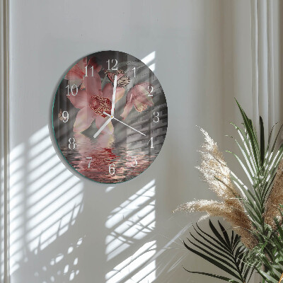 Horloge ronde Orchidée