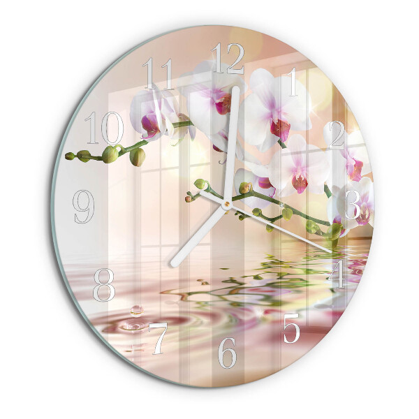 Horloge ronde Orchidée