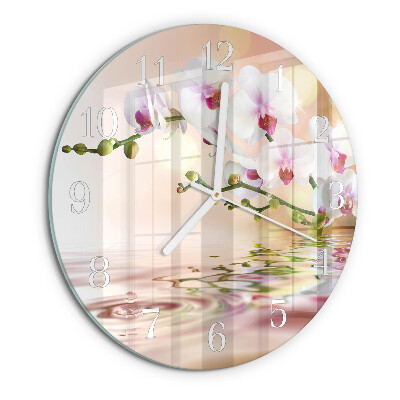 Horloge ronde Orchidée