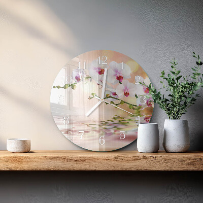 Horloge ronde Orchidée