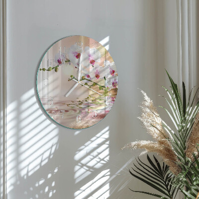 Horloge ronde Orchidée